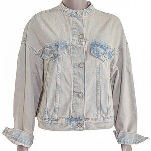 Light Wash Denim Jacket Oversized Jean Jacket Vintage-Inspired Blue Denim Casual